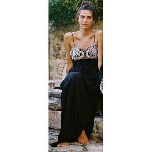 All That Remains Veia silk maxi dress size AU 8 / US 4 black embroidered NWT